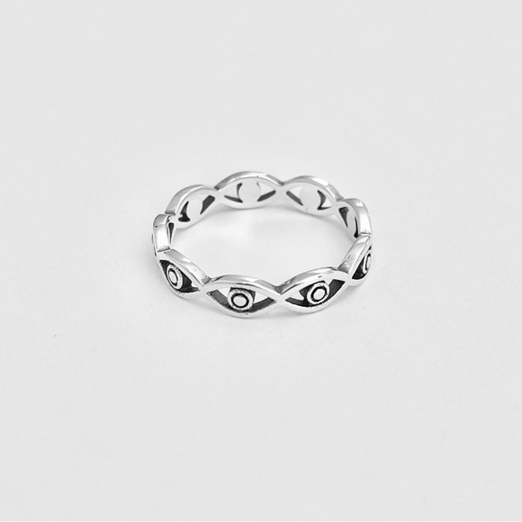 Sterling Silver Eternity All Seeing Eye Ring, Evil Eye Ring, Protection Rings - Picture 9 of 14